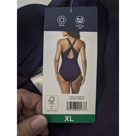 NWT Lands End Purple Ruched Tummy Flattering UPF 50 Cross Back Size XL - Picture 4 of 4